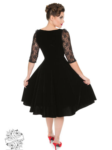 Potešte sa týmto kúskom Dedoles Retro pin up šaty s rukávom Ruža s čipkou